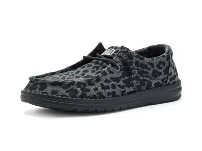 Hey Dude Wendy Stretch Jersey Leopard Women's Sandals Charcoal/multi: 10 M In Black