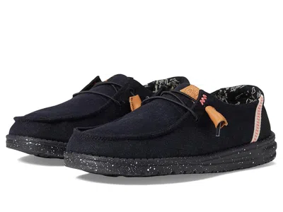 Hey Dude Wendy Washed Canvas Slip-on Casual Shoes In Black