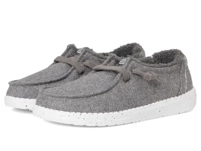 Hey Dude Wendy Wool Cozy (little Kid/big Kid) Girls Shoes Charcoal : 1 Little Kid M, Synthetic/textile In Gray