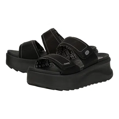 Hey Dude Women's  Delray 41760-060 Sandals Black Platform Slide Zogg2451