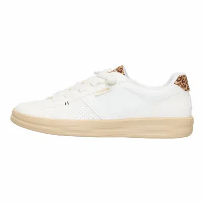 Hey Dude Women's Karina Duo Classic Sneaker In Egret/leopard Multi In White