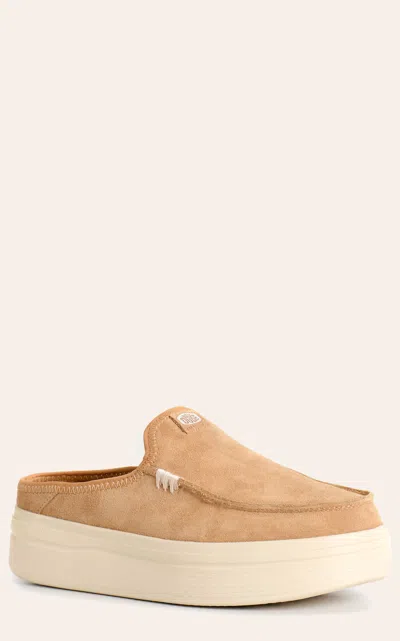 Hey Dude Women's Tan Suede Austin Lift Classic Shoes In Brown