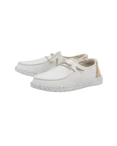 Hey Dude Women's Wendy Chambray Casual Shoe In White/ Sand