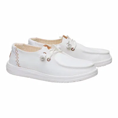 Hey Dude Women's Wendy Chambray Grid Casual Shoe In Snow White