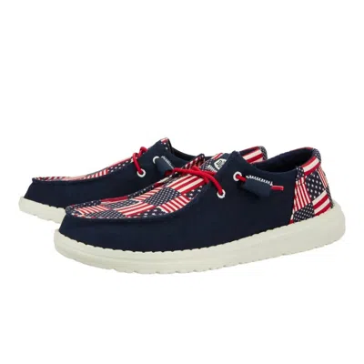 Hey Dude Women's Wendy Funk Americana Shoes In Navy / Red In Multi
