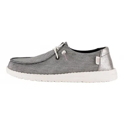 Hey Dude Women's Wendy Metallic Sparkle Casual Shoe In Charcoal In Multi
