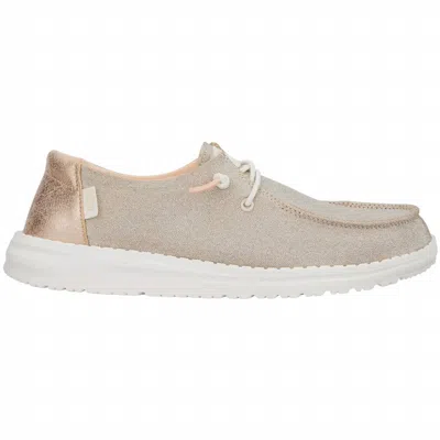 Hey Dude Women's Wendy Metallic Sparkle Casual Shoe In Rose Gold In Gray