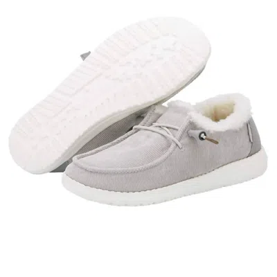 Hey Dude Women's Wendy Moccasin Shoe In Corduroy Grey