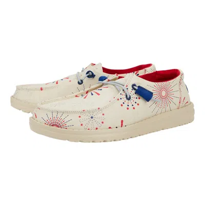 Hey Dude Women's Wendy Show Shoes In White / Red In Multi