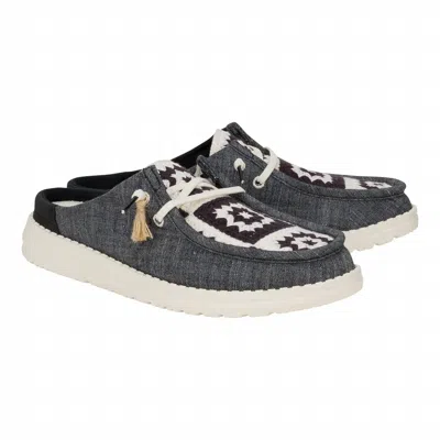 Hey Dude Women's Wendy Slip Cottage Crochet Shoes In Black/multi In Gray