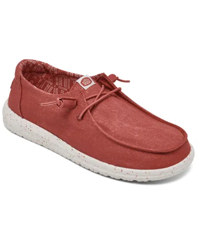 Hey Dude Women's Wendy Stretch Canvas Casual Moccasin Sneakers From Finish Line In Red Clay