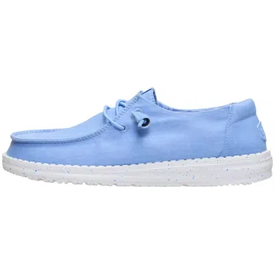 Hey Dude Women's Wendy Stretch Canvas Casual Shoe In Hydrangea Blue