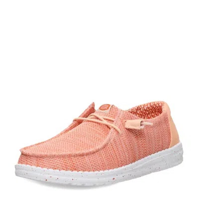 Hey Dude Women's Wendy Stretch Sox Casual Shoe In Peach In Pink