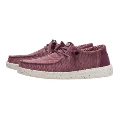 Hey Dude Women's Wendy Stretch Sox Casual Shoes In Burgundy In Purple