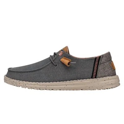 Hey Dude Women's Wendy Youth Canvas Sneakers In Washed Charcoal In Multi