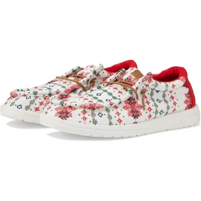Hey Dude Kids' Youth  Wally Ugly Sweater White Multi Slip On Casual Shoes Zogg586