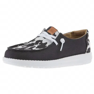 Hey Dude Kids' Youth Wendy Y Animal Casual Shoe In Black Cow In Multi