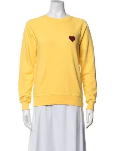 Pre-owned Hey Gang Graphic Print Crew Neck Sweatshirt In Yellow