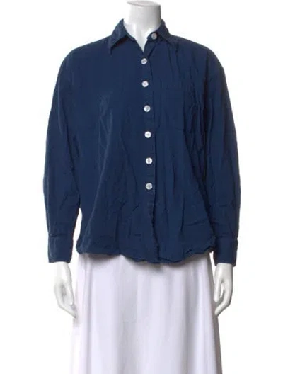 Pre-owned Hey Gang Long Sleeve Button-up Top In Blue