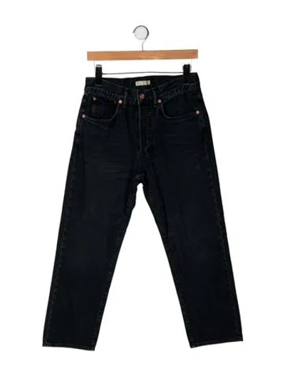 Pre-owned Hey Gang Mid-rise Straight Leg Jeans In Black