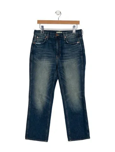 Pre-owned Hey Gang Mid-rise Straight Leg Jeans In Blue