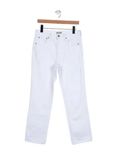 Pre-owned Hey Gang Mid-rise Straight Leg Jeans In White