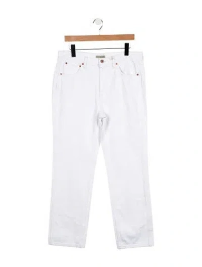 Pre-owned Hey Gang Mid-rise Straight Leg Jeans In White