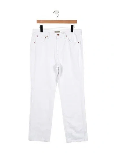 Pre-owned Hey Gang Mid-rise Straight Leg Jeans In White