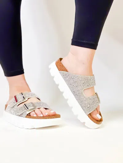 Hey Girl By Corkys Clear Rhinestone Sandals In Silver