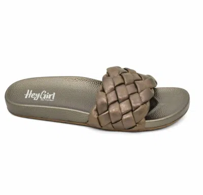 Hey Girl By Corkys Women's Braided Strap Sandal In Gold In Gray