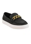Hey Girl By Corkys Women's Chain Reaction Slip On Loafer In Black Oil Pu In Multi