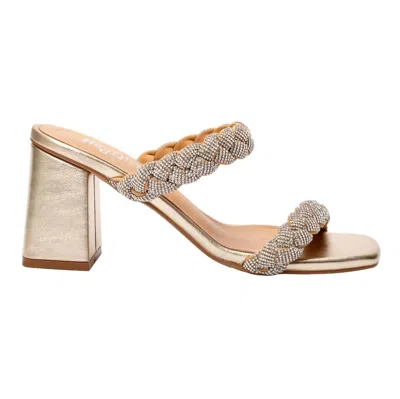 Hey Girl By Corkys Women's French Kiss Square Heel Sandal In Gold