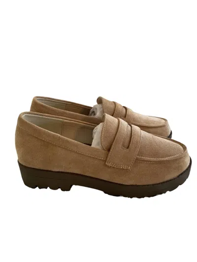 Hey Girl By Corkys Women's Inspo Faux Suede Penny Loafer In Sand In Brown