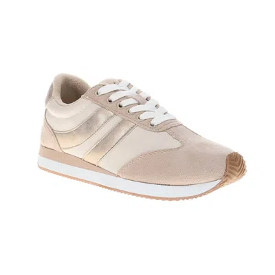 Hey Girl By Corkys Women's Jet Lag Metallic Lace Up Sneaker In Sand In Nude