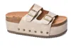 Hey Girl By Corkys Women Wannabe Platform Sandal In Washed Gold Metallic