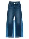 Hey Joanie Shadow Split Frayed Wideleg Jeans In Blue