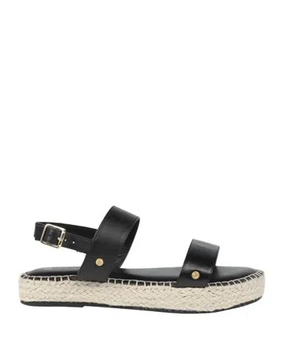 Hey Marly Woman Espadrilles Black Size 8 Leather