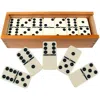Hey Play Double Six Dominoes With Wood Case Black & White - Set Of 28