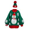 Heyays Women's Green Snowman Hand-knitted Sweater With Chunky Beanie In Green