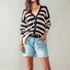 Heyday Cozy And Free Striped Cardigan In Black/beige