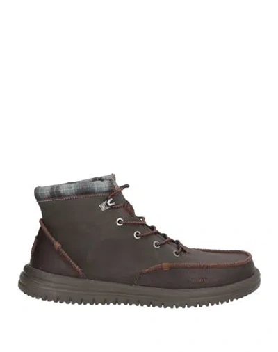 Heydude Man Ankle Boots Dark Brown Size 12 Leather