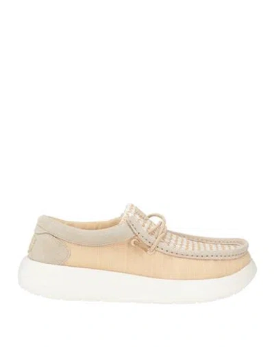 Heydude Man Loafers Beige Size 7 Textile Fibers