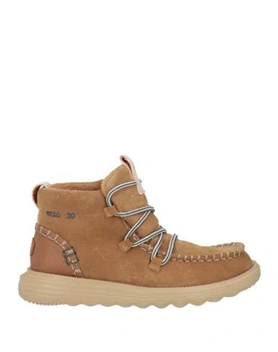 Heydude Woman Ankle Boots Camel Size 5 Leather In Brown