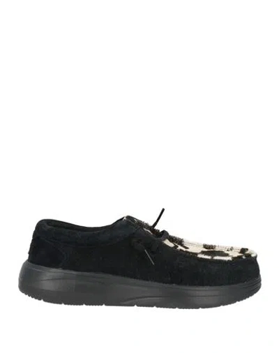 Heydude Woman Lace-up Shoes Black Size 7 Leather