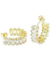 Heymaeve 18k Gold-plated Small Emerald-cut Cubic Zirconia C-hoop Earrings, 0.98" In Gold