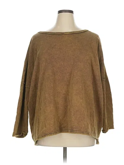 Pre-owned Heyson 3/4 Sleeve Top Brown Boatneck Tops