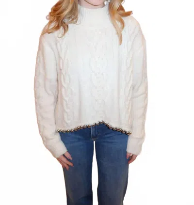 Heyson Ashley Cable Knit Sweater In Ivory In White