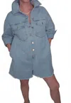 Heyson Button Down Denim Romper In Light Wash In Blue