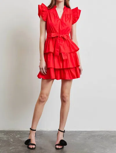 Heyson Cherry On Top Poplin Ruffle Dress In Red