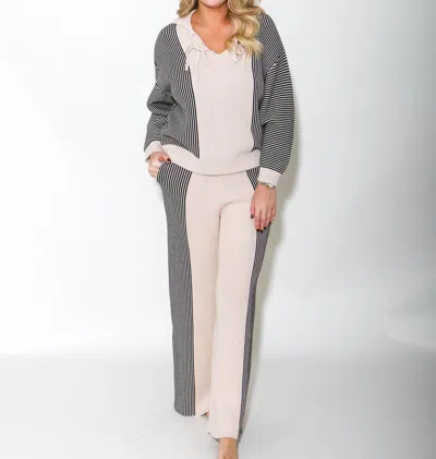 Heyson Chic Knit Set In Cream/black In Multi